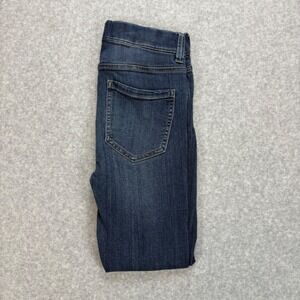 Liverpool Los Angeles The Crop Jeans Womens 0/25 Blue Raw Hem Stretch Denim